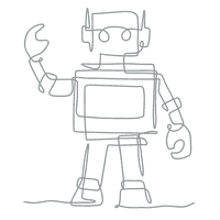 Robot Illustrated Icon SILVER