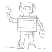 Robot Illustrated Icon SILVER 1